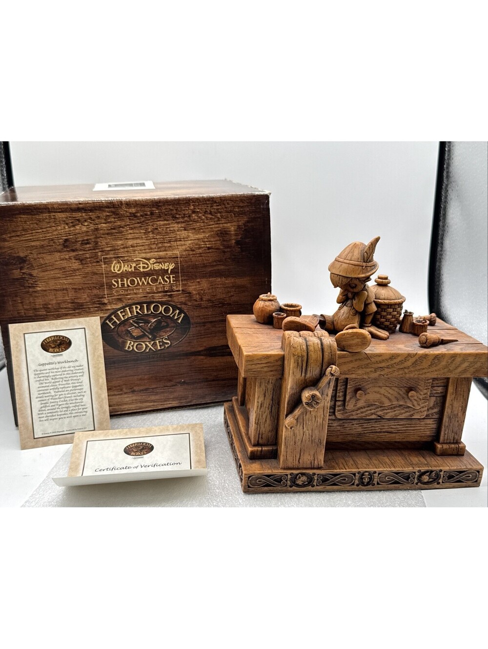 Disney Olszewski Pinocchio on Geppetto’s Workbench Heirloom Box Enesco 2008